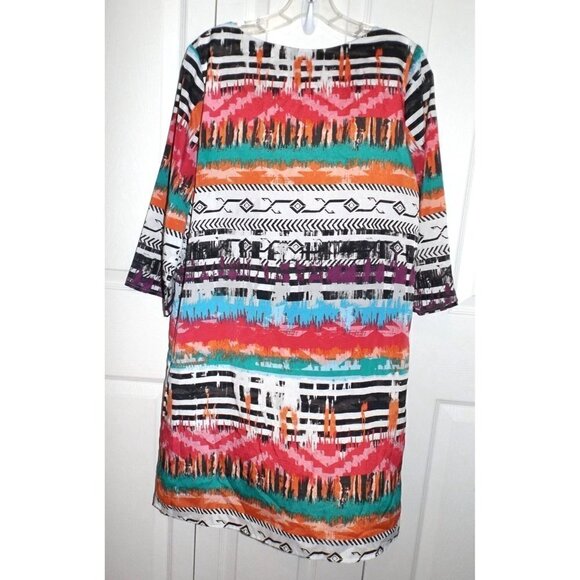 Rabbit Designs 12 Multicolor striped sheath dress 3/4 sleeve lined - Picture 3 of 3
